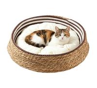 Genérico Cat Bed Basket - 13.78 Inch Handmade Woven Cats Beds | All Season Cotton Rope Cat Basket | Scratching Sleeping Bed with Mattress For Small Cats. 500g, Fits Under 2.5kg.