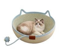 Genérico Cat Bed - Handwoven Cotton Rope Pet Basket, Soft All Season Sleeping Nest with Interactive Toy Tail, Comfortable Resting | Kittens, Cats, Small Pets, Home, Travel and Enrichment Activities
