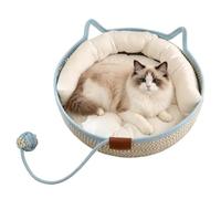 Genérico Cat Bed - Handwoven Cotton Rope Sleeping Nest Basket, Round Cradle Bowl, 46cm Wide Round + 620g Lightweight Shield, Breathable Fabric Thread Kennel - for Kittens & Small Pets