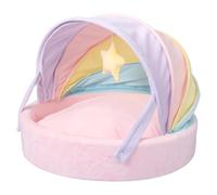 Genérico Cat Bed - Pet Sleeping Hideaway Shelter | Dog Cushion Bed | Rainbow Tent 2-in-1 Foldable Pet Cave House, Semi-Enclosed Short Plush Warm Kitten Mattress Bedding Nest For Apartment Balcony