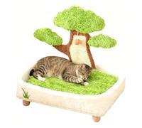 Genérico Cat Bed - Pine Tree Potted Pet Cot for Indoor Comfort, Cozy Winter Warmth with Removable Washable Cushion, Cats House for Bedroom Living Room Play Area, Cotton and Wooden