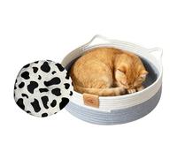 Genérico Cat Bed - Washable Cotton Rope Woven with Soft Mat Support, Rest Comfort, Pet Basket For Cats Dogs For Indoor Bedroom Living Room, Neutral Tone Rope Material Beige Color Style