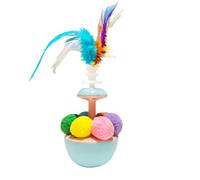 Genérico Cat Bouncy Ball, Feather Teaser Cat Toy, Portable Interactive Pet Toy for Preventing Boredom, Indoor and Outdoor Playing, 7.48x2.76x2.76 Inches, 185g, Plush, ABS Material