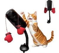 Genérico Cat Boxing Bag Toy, Interactive Cat Punching Bag Toy, with Suction Cup Base and Hanging Boxing Gloves and Bell, Essential Toys for Cats (1PCS)