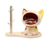Generico Cat Candy Dish - Figura de resina para decoración de escritorio, 29 x 16,5 x 25 cm, resina + metal, para entrada, mesa de comedor, sala de estar, dormitorio, gabinete, estantería, decoración