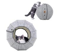 Genérico Cat Cave Bed, Foldable Cat Tunnel Tube with Ball Toy, Interactive Indoor Kitty Playhouse and Breathable Sleeping Nest For Kittens and Cats, Fun Pet Supplies, Perfect For Home Use, Grey