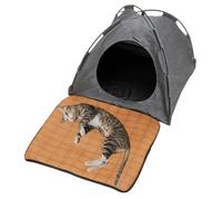 Genérico Cat Cave Bed Foldable Portable Removable Pet House with Rattan Mat