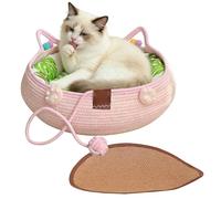 Genérico Cat Cave - Cotton Rope | Woven Cat Bed with Cushion Pillow Toy Ball |Pet Nest | Sleeping Bed Scratch Resistant Anti Slip Washable Design For Indoor Kitten Puppy Rest Play