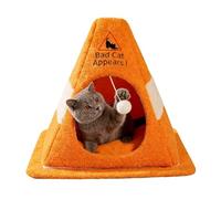Genérico Cat Cave,Traffic Cone Design Pet Supplies with Removable Cushion,Cat House Winter with Warning Sign | For Indoor Home Winter Kitten Rabbits Small Dog Animal Calming Sleeping