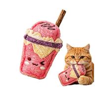 Genérico Cat Chew Toy Milk Tea Cup Shaped Funny Loofah Companion Natural Loofah Cat Toy Silvervine Rattan Chew Catnip Interactive Toys For Indoor Cats Kittens Pet Play