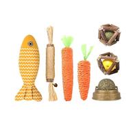 Genérico Cat Chew Toys, Catnip Toys, Interactive Bite-Resistant Pet Chewing and Tooth Cleaning for Indoor Playtime 14.96x3.94x3.94 Inches, 200g, Wood, Polyester, Linen, 5 Pieces