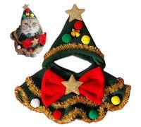 Genérico Cat Christmas Scarf with Hat, Puppy Scarf with Bow and Ball Design, Pet Christmas Costume for Cats and Small Dogs, Adorable Dog Clothes for Holiday Celebrations