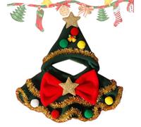 Genérico Cat Christmas Scarf with Hat, Puppy Scarf with Bow and Ball Design, Pet Christmas Costume for Cats and Small Dogs, Adorable Dog Clothes for Holiday Celebrations