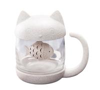 Generico Cat Coffee Mug Cute Cartoon Kawaii Infuser Cup for Hot and Cold Beverages, Tea Mug with Fish Infuser for Women, Girls, and Cat Lovers