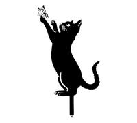 Genérico Cat - Cute Metal Cat Statue Garden Statue | Lawn Outdoor Decorations with Fine Craftsmanship,Black Cats Yard Stake For Family Home Garden Party Supplies,Iron Core, Weather-Resistant