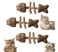 Genérico Cat Dental Health Chew for Cats, Fishbone-Shaped Cat Chew with Catnip, a Durable Feline Tooth Care Tool (B)