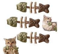 Genérico Cat Dental Health Chew for Cats, Fishbone-Shaped Cat Chew with Catnip, a Durable Feline Tooth Care Tool (C)