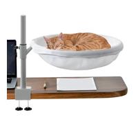 Genérico Cat Desk Bed, Cat Shelf Hammock, Adjustable Rotating Pet Nest, 360 Degree Rotation, Removable Washable Cover, for Game Tables Desktop Furniture, Size 15.75x15.75x15.35