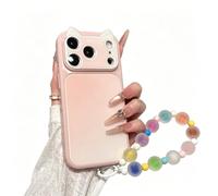 Genérico Cat Ear Phone Case 3D for iPhone Acrylic Glossy Back All-Inclusive (with Bracelet-B,14promax)