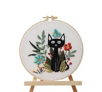Genérico Cat Embroidery Kit - Stamped Thread Embroidery Set with Hoop and Needles for Beginners, Diy Handmade Craft Kit Women, Housewarming, Birthday, or Christmas, 7.87 Inches.
