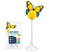 Genérico Cat Exercise Toys | Suction Cup Cat Butterfly Spring Wand Game | Kitten Teaser Wand Toy For Home Balcony Living Room Dormitory Indoor | Apartment Boredom Relief