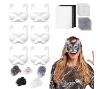 Genérico Cat Face Cover Kit- DIY Animal Costume With Eye Meshes, Plush Faux Fabric And Brush Set | Blank Craft For Cosplay Cat Face Kit For Halloween Carnival Party Photos Equipment