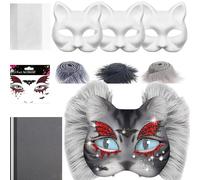 Generico Cat Face masSKk - Juego de máscaras decorativas para gatos, máscara decorativa para, disfraz con malla y fieltro, artesanías para mascarada femenina, cosplay, carnaval, base de gatos
