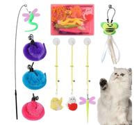 Genérico Cat Feather Toy, Retractable Teaser Wand Replacement Feathers, 13.78x5.91x1.18 Inches, Bell Catnip, Interactive Indoor Play for Kitten Exercise and Fun, Multicolor