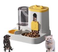 Genérico Cat Feeder and Water Dispenser,2 in 1 Gravity Pet Food Feeder and Water Set with Stainless Steel Food Bowl,Large Capacity Self Feeding for Small Medium Dog Puppy Kitten (Grey)(Yellow)