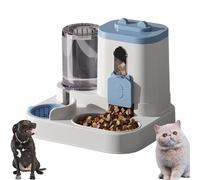 Genérico Cat Feeder and Water Dispenser,2 in 1 Gravity Pet Food Feeder and Water Set with Stainless Steel Food Bowl,Large Capacity Self Feeding for Small Medium Dog Puppy Kitten (Grey)(Blue)