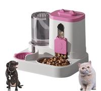 Genérico Cat Feeder and Water Dispenser,2 in 1 Gravity Pet Food Feeder and Water Set with Stainless Steel Food Bowl,Large Capacity Self Feeding for Small Medium Dog Puppy Kitten (Grey)(Pink)
