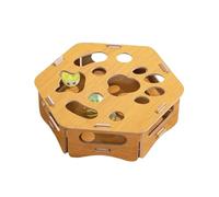 Genérico Cat File Box - Wooden Interactive Scratcher with Built-In Paw Filing, Enrichment Play Toy for Boredom, Pet Grooming Activity Box for Kittens Cats Indoor Use, Natural Wood Bell Balls