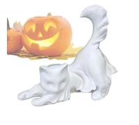 Genérico Cat Halloween Decor, Luminous Ghost Cat Sculpture, Spooky Animal Centerpiece, Decorative Tabletop Ornament, Holiday Accent for Bedroom, Shelf, Living Room, Cabinet, Bookshelf
