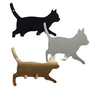 Genérico Cat Hooks - 0.2 Inch Walking Cat Wall Hook for Hanging Clothes and Accessories, Adhesive Mount with No-Punch Function, Key Holder for Door, Living Room, Kitchen, Shower, Bathroom, Cute Black