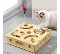 Genérico Cat Intelligence Maze Box, Interactive Cat Puzzle Toy with Bell & Rainbow Balls, Wooden Mental Stimulation Play Box For Kittens(1 pcs)