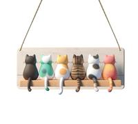 Genérico Cat Key Hook - Wood Metal 30x13cm | Cartoon Multipurpose Coat Hooks, Cute Wall Hanging Hook | Funny Decorative Home Organizer For Bedrooms Living Rooms Pantries Entryway Use