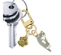 Genérico Cat Keychain, Cute Kitten Keyring With Enamel Charm & Silver Tone Metal Ring, Exquisite Animal Pendant For Keys, Bags & Backpacks - Adorable Cat Lover Gift For Women, Girls & Kids