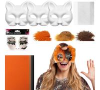 Genérico Cat Masques For Crafts - Animal Masque Kit | Masquerade Accessories, DIY Craft Set, Cosplay Catmask, Animal Masque Kit,Accessories Set With Mesh And Felt Sheet Arts Craftss Masquerades