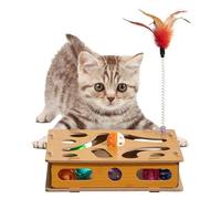 Genérico Cat Nail File Box - Kitten Scratcher Puzzle Toy Box | Stress Free Scratching Educational Grooming Board | Includes Bell Ball Wand Gift for Indoor Exercise Boredom Relief Home