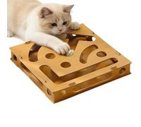 Genérico Cat Nail File Enrichment Box - 11 Inch Wood & ABS Scratcher with Bell Ball | Scratch Puzzle Box for Kitten Mental Stimulation, Indoor Play, and Boredom Relief