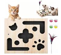 Genérico Cat Nail File Enrichment Box - Wood 11.81 Inches Interactive Maze Scratch Toy, Claw Care Grooming Box | Kitten Puzzle Toys, Indoor Enrichment Maze, Scratch Training Toy, Exercise Stimulation