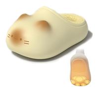 Genérico Cat Paw Print Fluffy Plush Wool Heightening Slippers, a Winter Gift Idea for Girls (Beige,40)