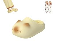 Genérico Cat Paw Print Shoe, Cat Paws Footprints Fluffy Plush Fleece Height Increase Slippers, Non-Slip Winter Comfort Slippers (Yellow-A,40)