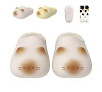Genérico Cat Paw Print Shoe, Cat Paws Footprints Fluffy Plush Fleece Height Increase Slippers, Winter Non-Slip House Shoes (Beige,38)