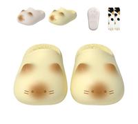 Genérico Cat Paw Print Shoe, Cat Paws Footprints Fluffy Plush Fleece Height Increase Slippers, Winter Non-Slip House Shoes (Yellow,35)