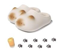 Genérico Cat Paw Print Shoe, Cat Paws Footprints Plush Fleece Height Increase Slippers for Girls, Paw Fluffy EVA House Slippers (B,Us 7-8 (Insole L.240mm))