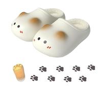 Genérico Cat Paw Print Shoe, Cat Paws Footprints Plush Fleece Height Increase Slippers for Girls, Paw Fluffy EVA House Slippers (C,Us 9-10 (Insole L.250mm))
