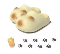 Genérico Cat Paw Print Shoe, Cat Paws Footprints Plush Fleece Height Increase Slippers for Girls, Paw Fluffy EVA House Slippers (A,Us 9-10 (Insole L.250mm))