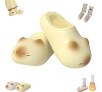 Genérico Cat Paws Footprints Fluffy Plush Fleece Height Increase Slippers, 2026 New Cat Paw Slippers for Winter Girls Idea (Yellow,38)