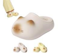 Genérico Cat Paws Footprints Fluffy Plush Fleece Height Increase Slippers, Cat Paw Slippers, Non-Slip Winter Furry Comfort (White,40-41)